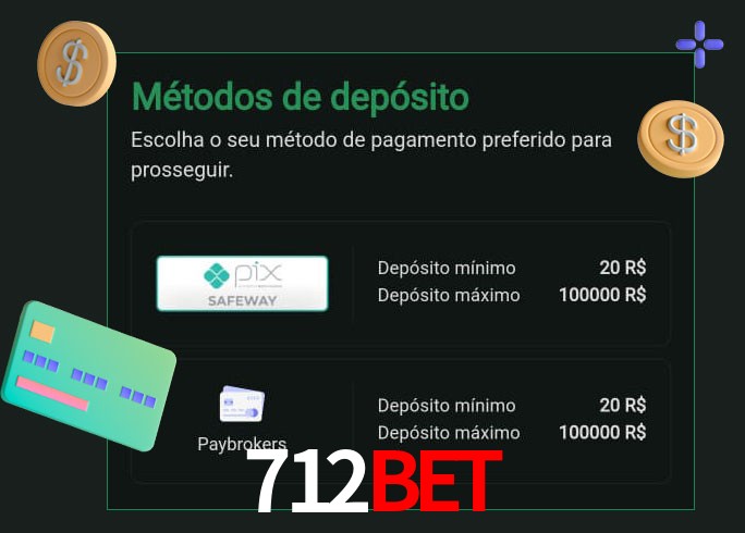 O cassino 712bet oferece uma grande variedade de métodos de pagamento